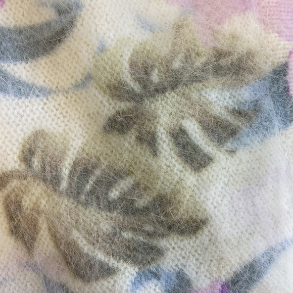 Lee Sands Women’s Orchid and Monstera Print Angora Cardigan Sweater Size 1X NWOT - Picture 6 of 14